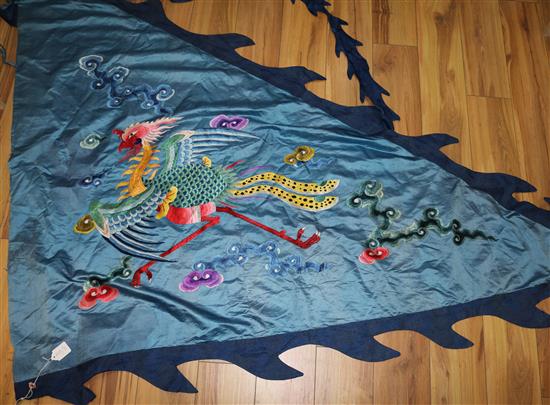 A Chinese embroidered silk phoenix banner